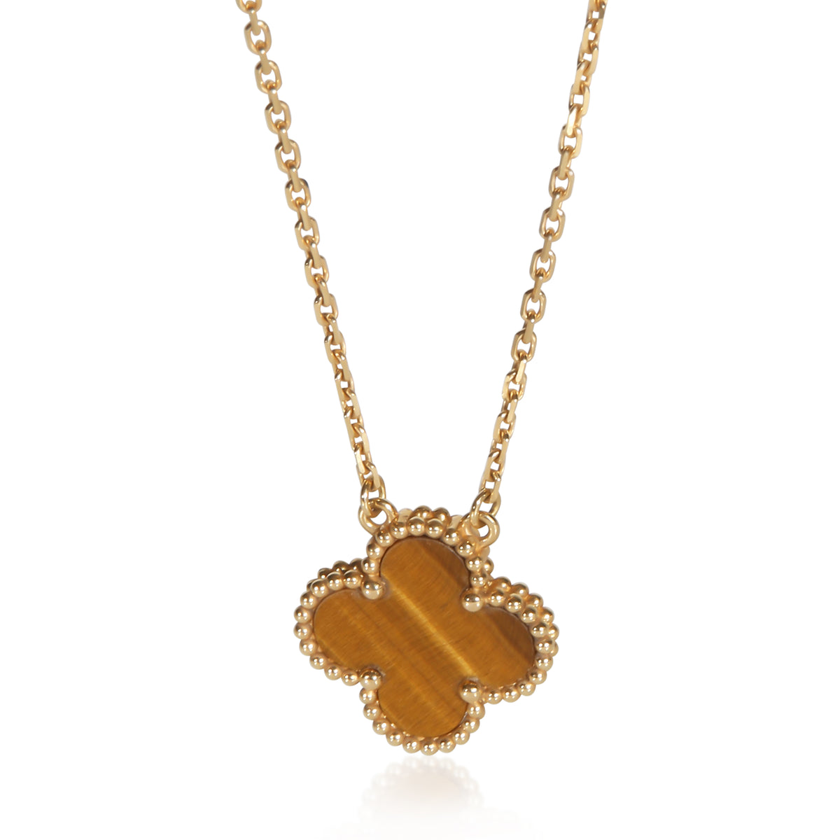 Van Cleef & Arpels Yellow Gold Tiger's Eye Vintage Alhambra Pendant fv