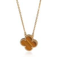 Van Cleef & Arpels Yellow Gold Tiger's Eye Vintage Alhambra Pendant fv