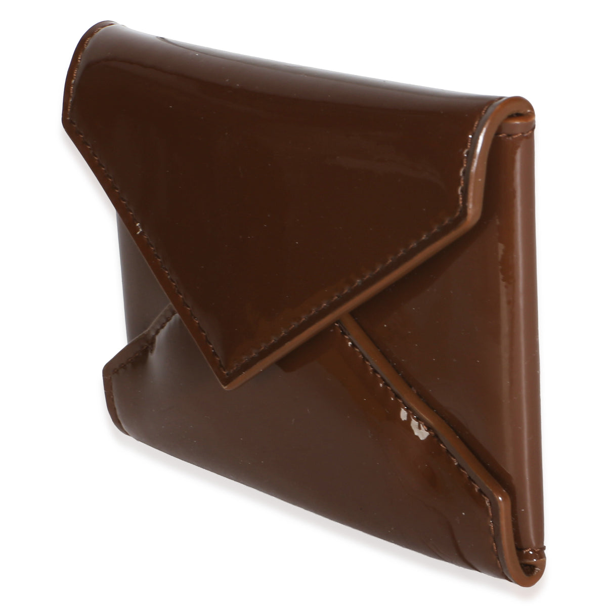 Saint Laurent Brown Patent Envelope Flap Card Case Wallet 2