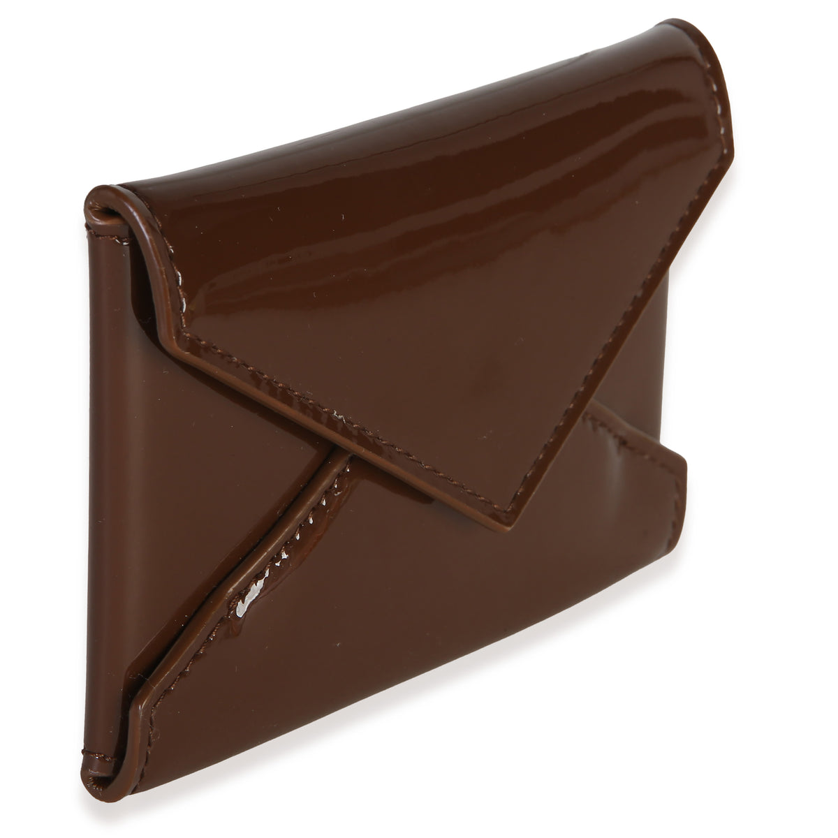 Saint Laurent Brown Patent Envelope Flap Card Case Wallet 3