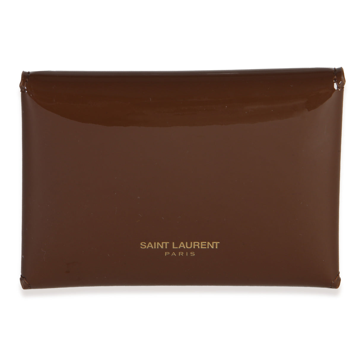 Saint Laurent Brown Patent Envelope Flap Card Case Wallet 4