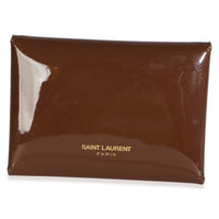 Saint Laurent Brown Patent Envelope Flap Card Case Wallet 4
