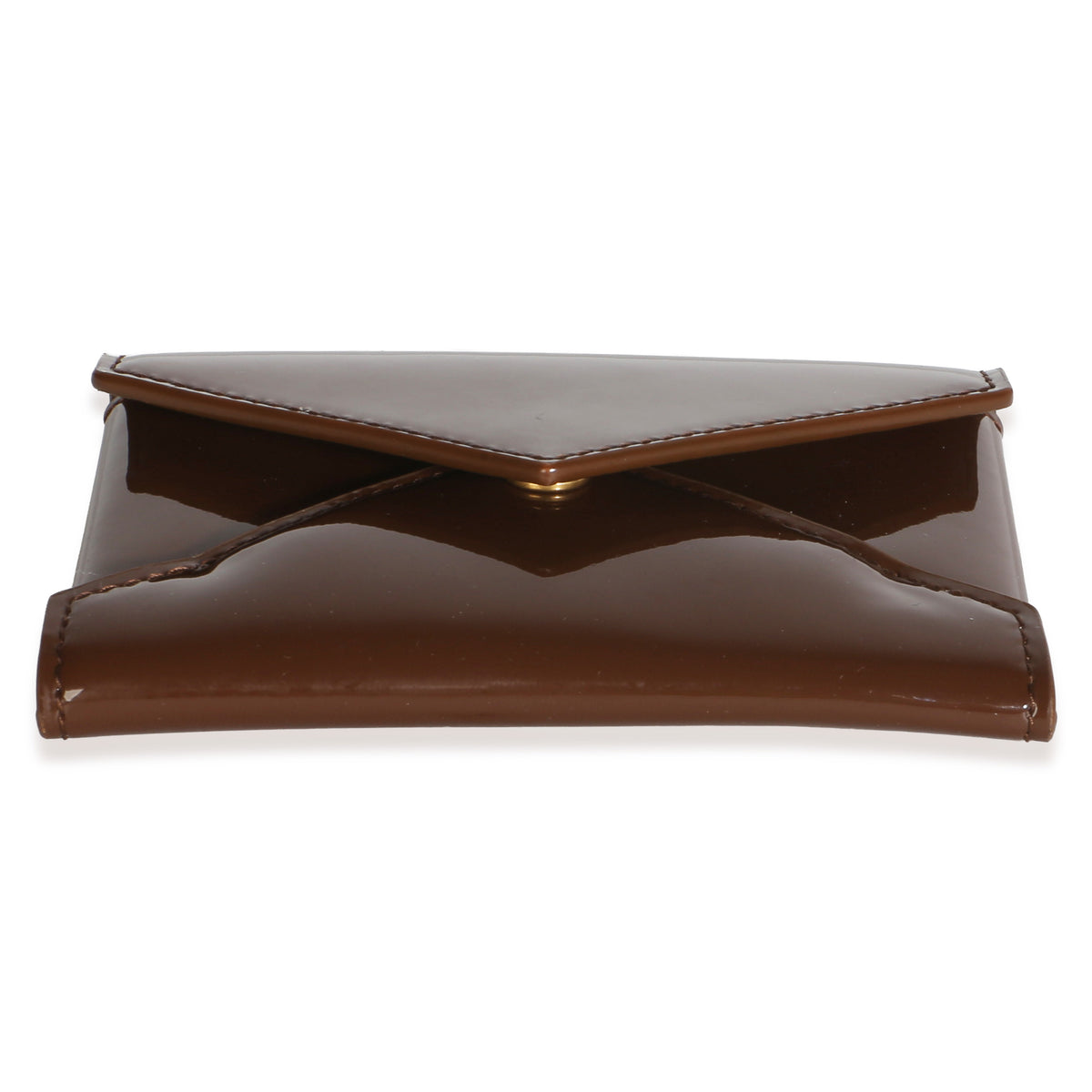 Saint Laurent Brown Patent Envelope Flap Card Case Wallet 5