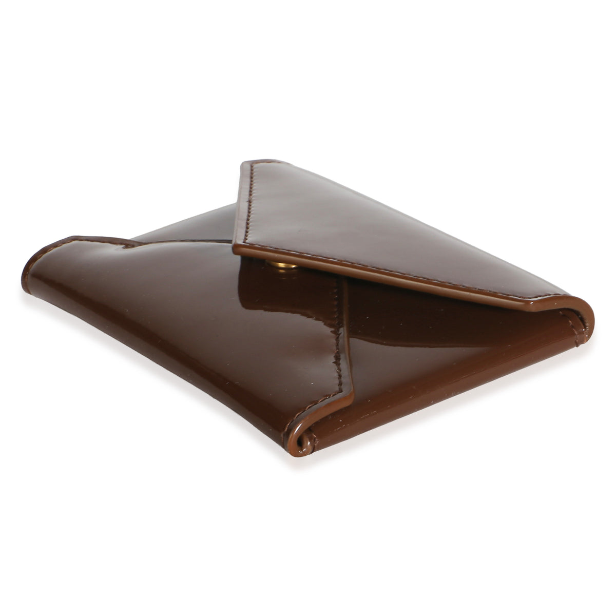 Saint Laurent Brown Patent Envelope Flap Card Case Wallet 6