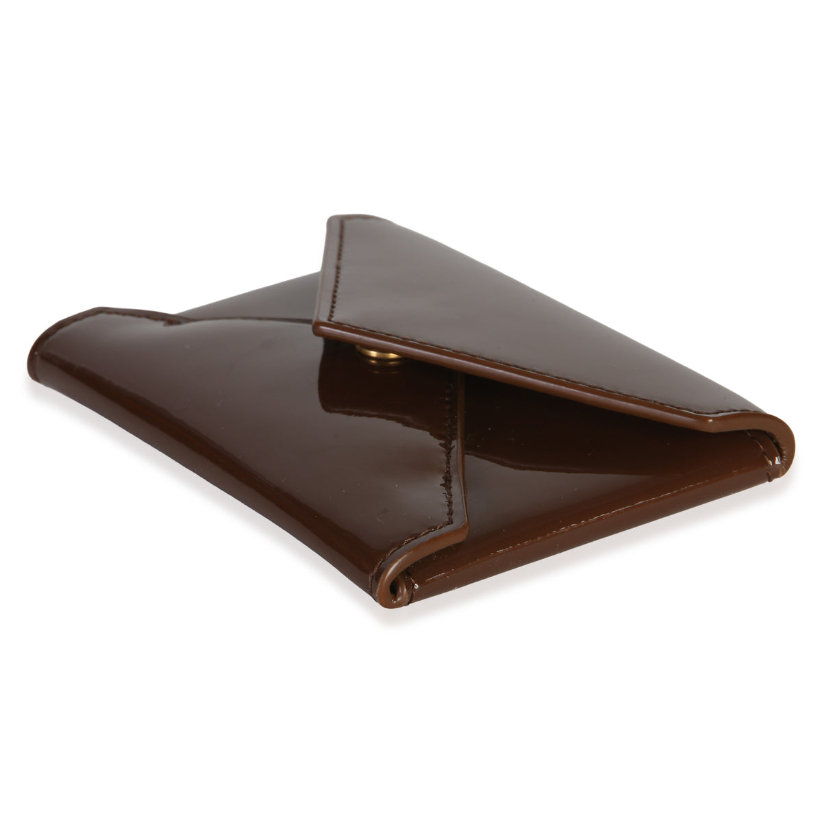Saint Laurent Brown Patent Envelope Flap Card Case Wallet 6