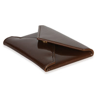 Saint Laurent Brown Patent Envelope Flap Card Case Wallet 6