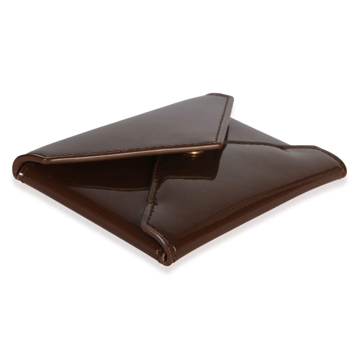 Saint Laurent Brown Patent Envelope Flap Card Case Wallet 7