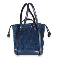 Fendi Blue Abyss FF Flocked Denim Drawstring Backpack Handbag 4