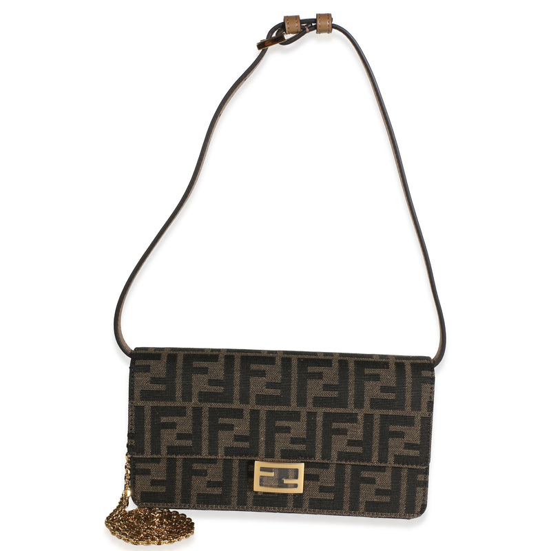 Fendi Brown FF Jacquard Canvas Baguette Wallet On Chain Handbag id