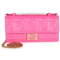Fendi Pink Matisse FF Embossed Nappa Baguette Continental Wallet With Chain Handbag id