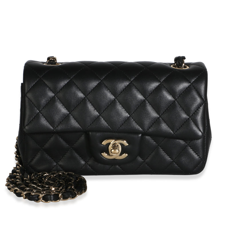Chanel Black Quilted Lambskin Mini Rectangular Flap Bag Handbag id