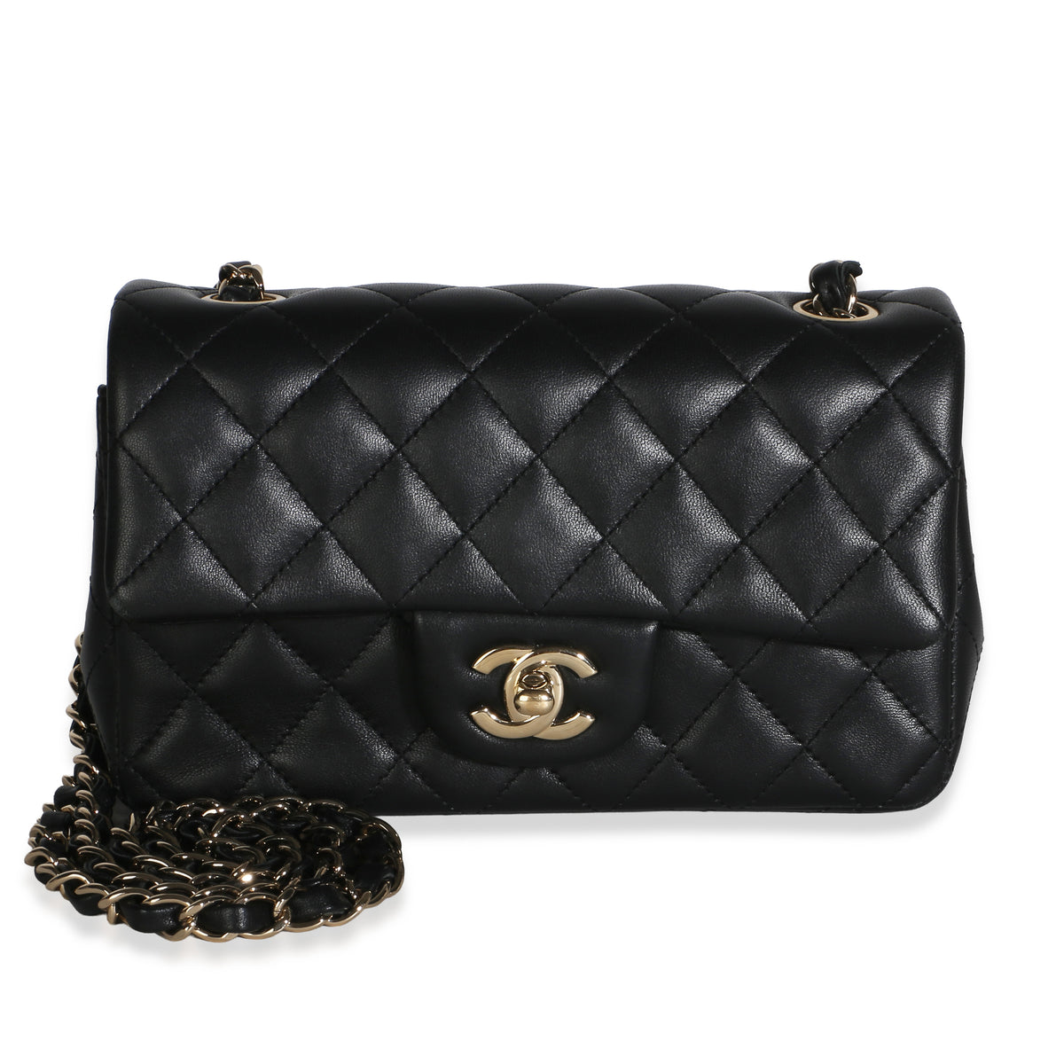 Chanel Black Quilted Lambskin Mini Rectangular Flap Bag Handbag id