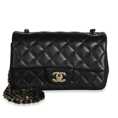 Chanel Black Quilted Lambskin Mini Rectangular Flap Bag Handbag id