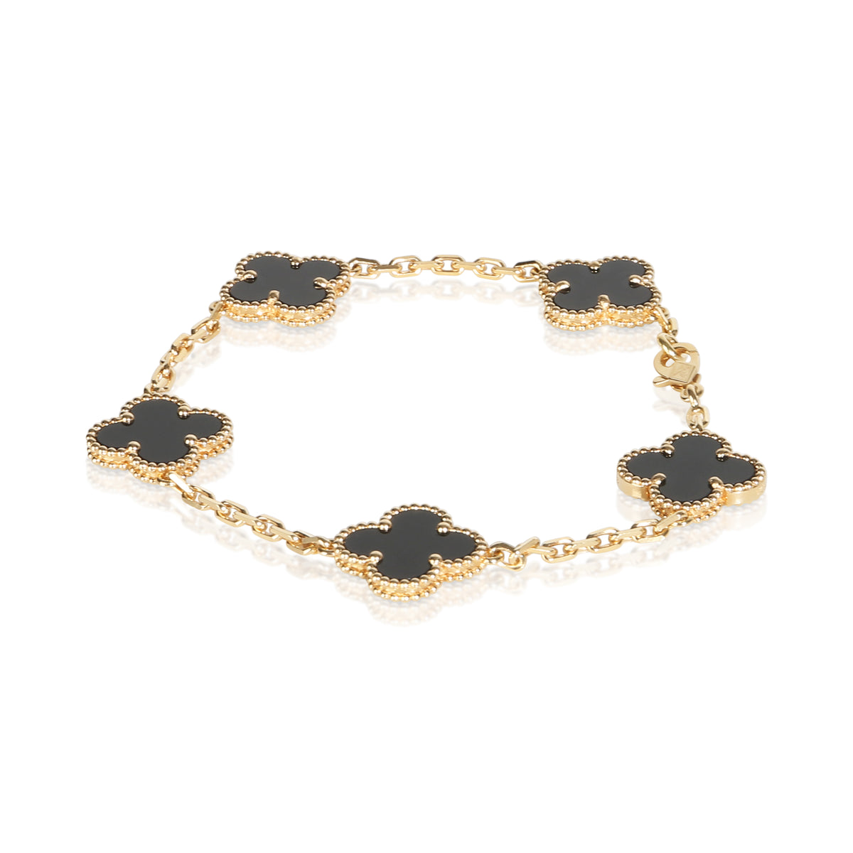 Van Cleef & Arpels Yellow Gold Onyx Vintage Alhambra Bracelet 2