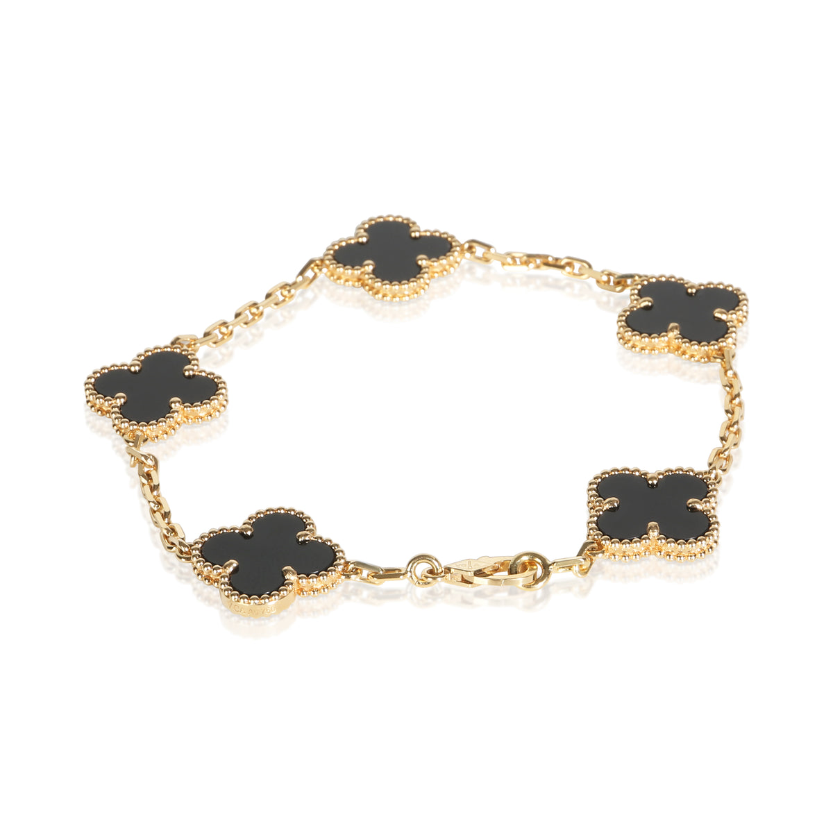 Van Cleef & Arpels Yellow Gold Onyx Vintage Alhambra Bracelet 3