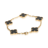 Van Cleef & Arpels Yellow Gold Onyx Vintage Alhambra Bracelet 4