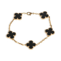 Van Cleef & Arpels Yellow Gold Onyx Vintage Alhambra Bracelet fv