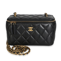 Chanel Black Quilted Lambskin Small Pearl Crush Vanity With Chain Handbag id