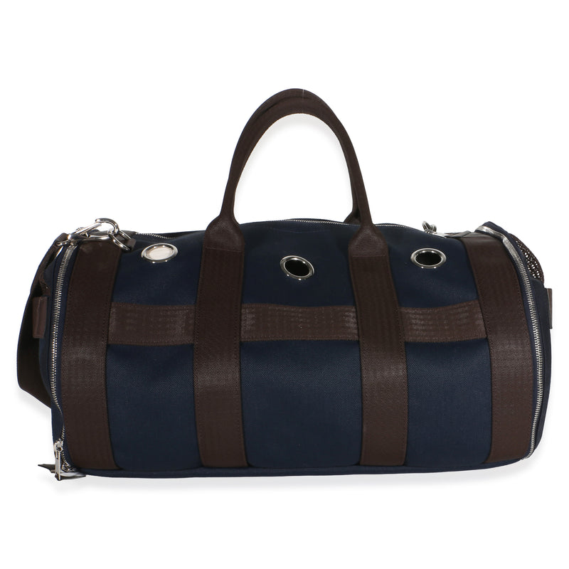 Hermès Navy Canvas Dog Carrier PHW Handbag id