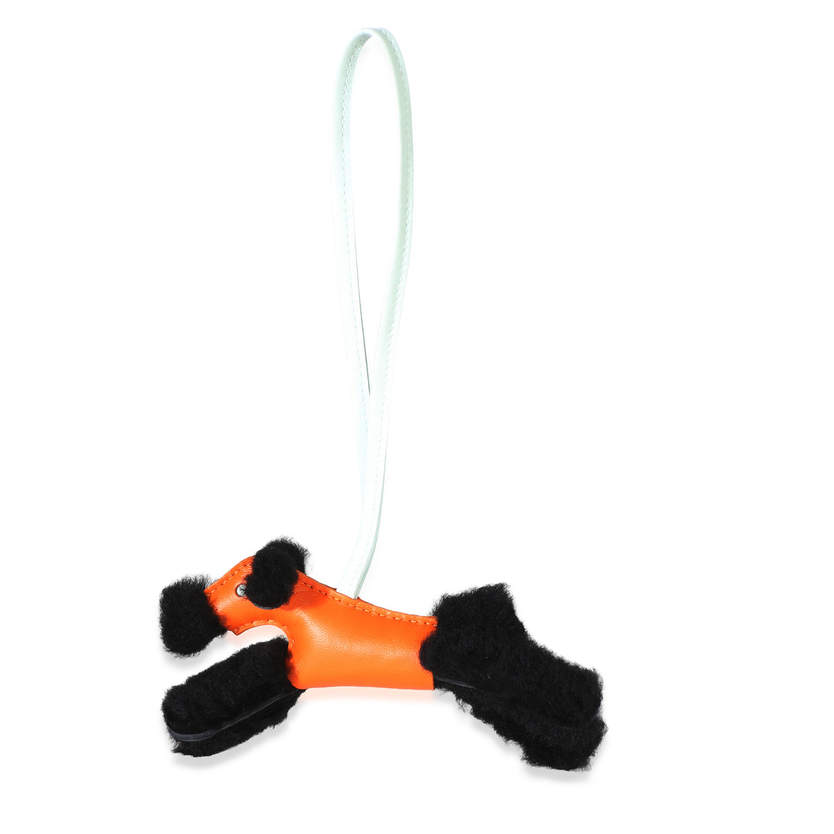 Hermès Black Feu Vert Peppermint Milo Lambskin Shearling Budy Charm id