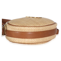 Saint Laurent Beige Raffia Brown Calfskin Round Camera Bag Handbag 7