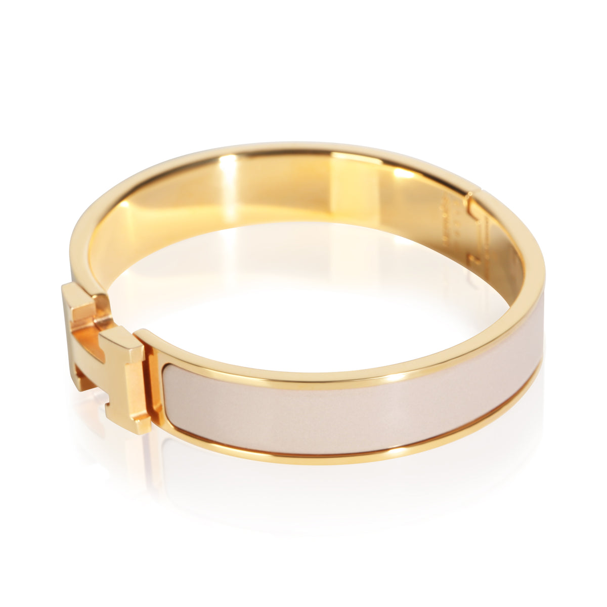 Hermès Gold Plated Clic H In Marron Glacé Bracelet 2