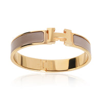 Hermès Gold Plated Clic H In Marron Glacé Bracelet 4