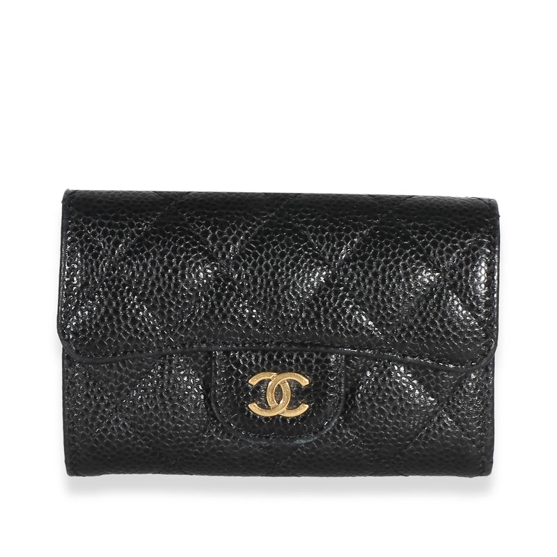 Chanel Black Quilted Caviar Flap Card Holder Handbag id