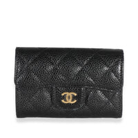 Chanel Black Quilted Caviar Flap Card Holder Handbag id