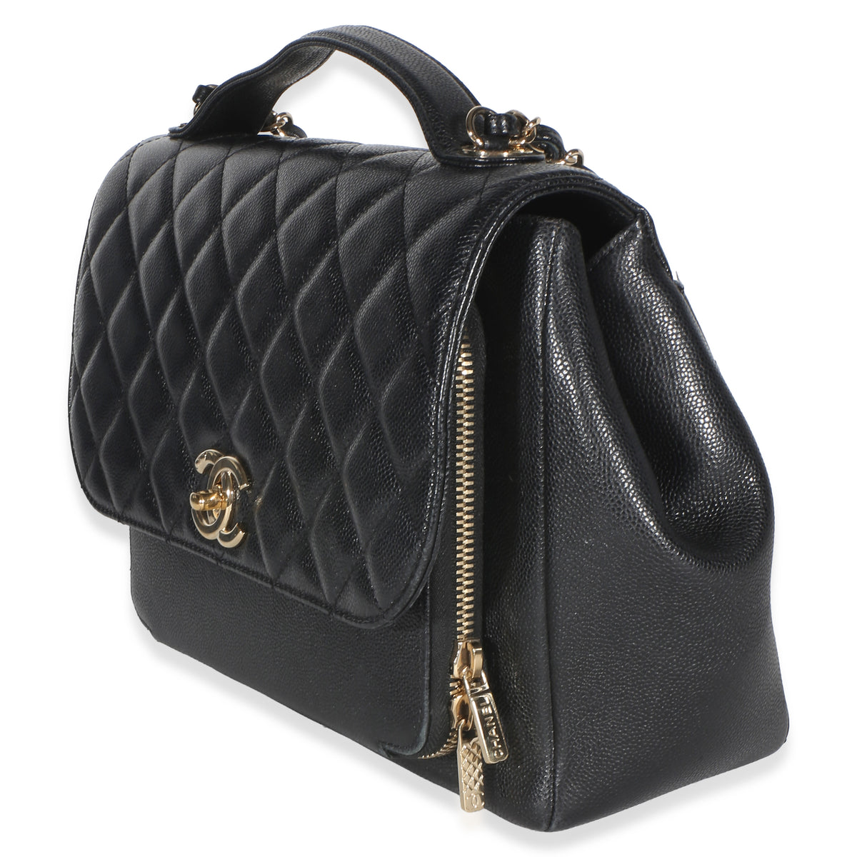 Chanel Black Quilted Caviar Large Business Affinity Flap Bag Handbag 2