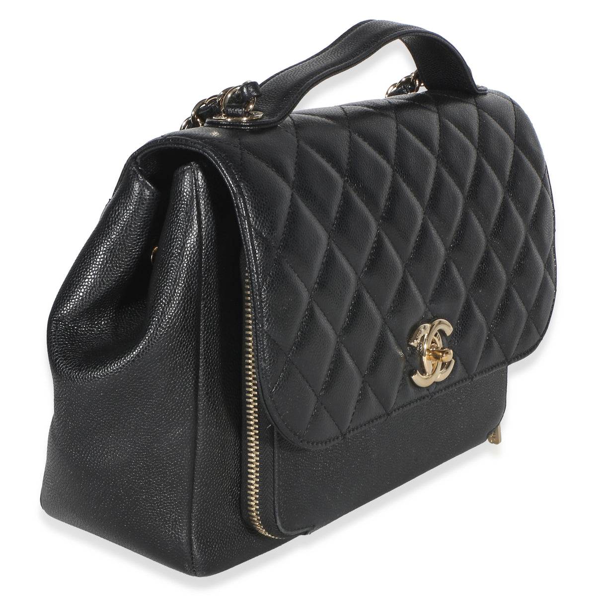 Chanel Black Quilted Caviar Large Business Affinity Flap Bag Handbag 3
