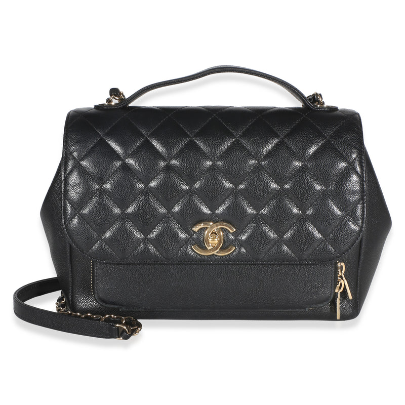 Chanel Black Quilted Caviar Large Business Affinity Flap Bag Handbag id