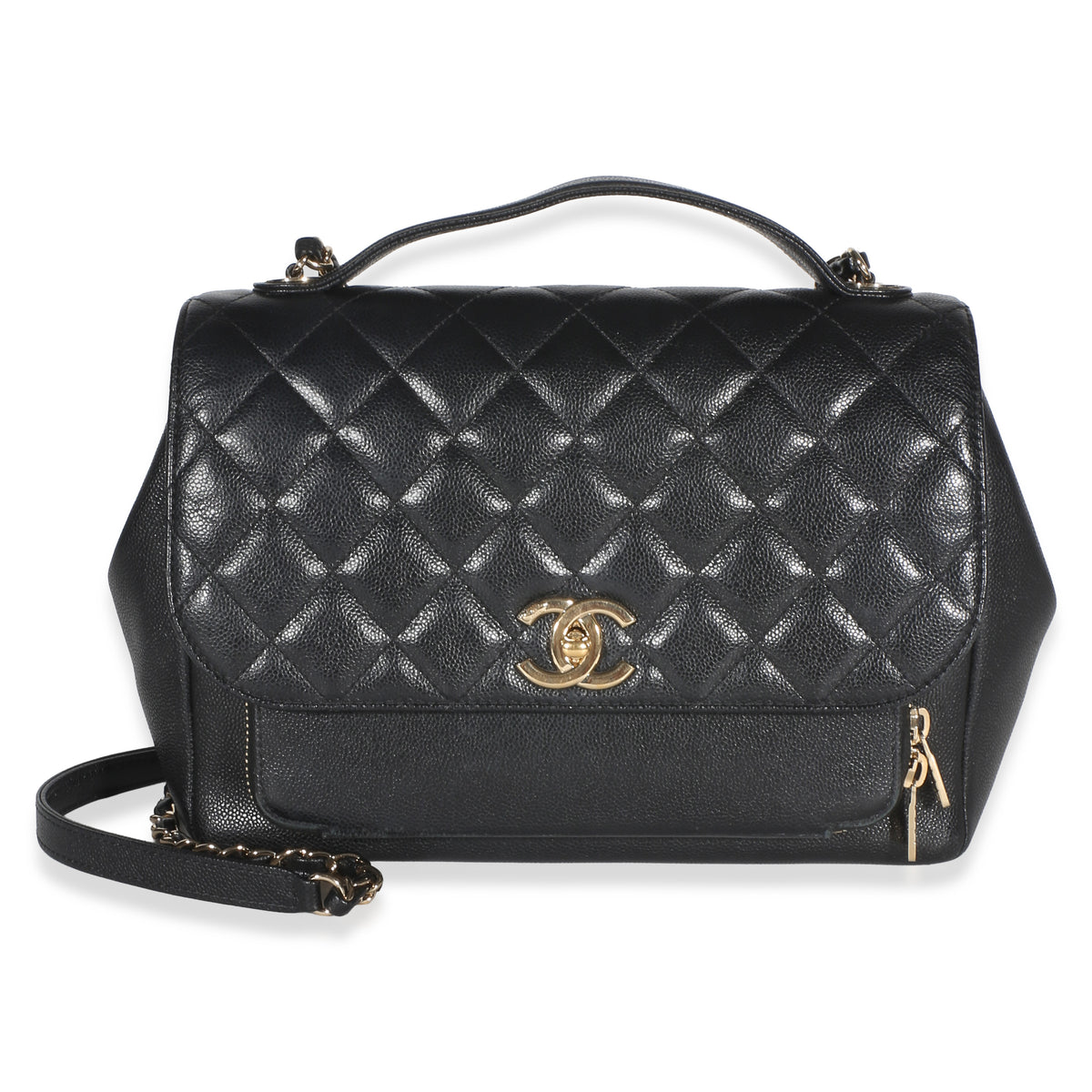 Chanel Black Quilted Caviar Large Business Affinity Flap Bag Handbag id