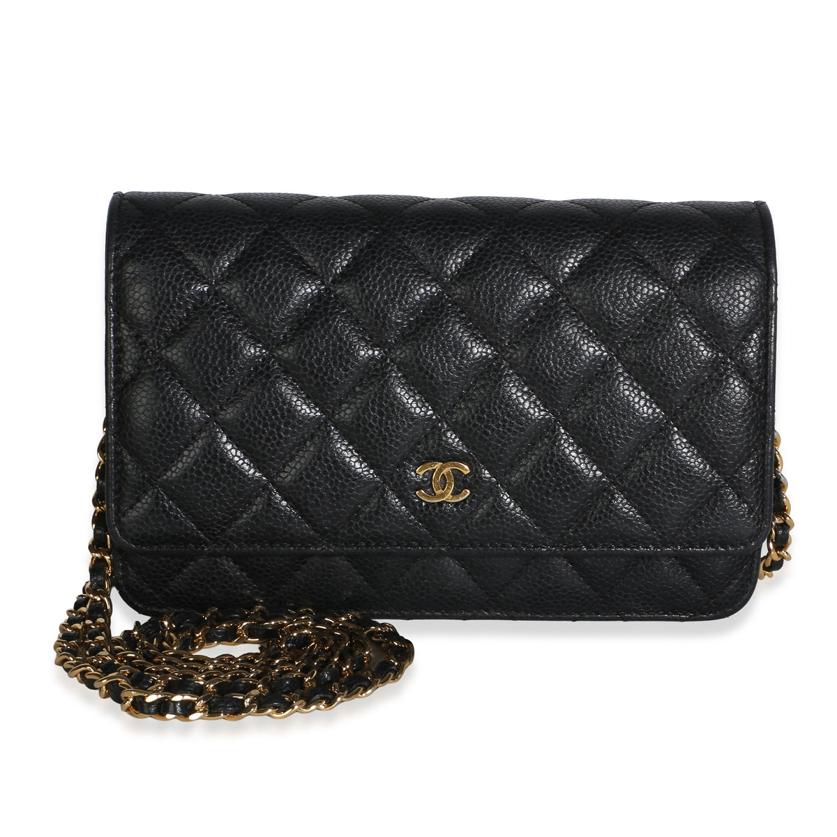 Chanel Black Quilted Caviar Classic Wallet On Chain Handbag id