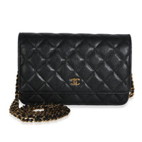 Chanel Black Quilted Caviar Classic Wallet On Chain Handbag id
