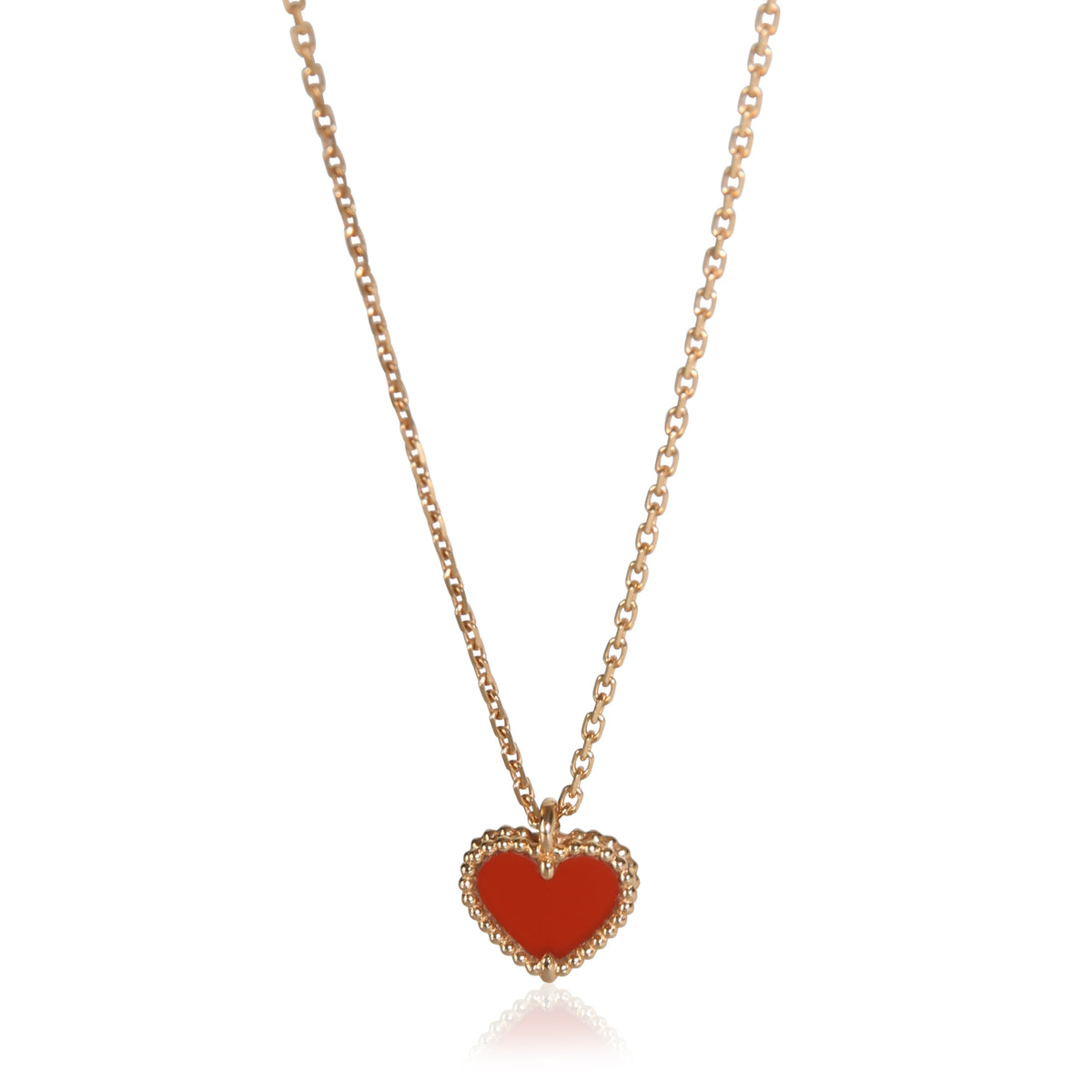 Van Cleef & Arpels Rose Gold Carnelian Sweet Hearts Pendant fv