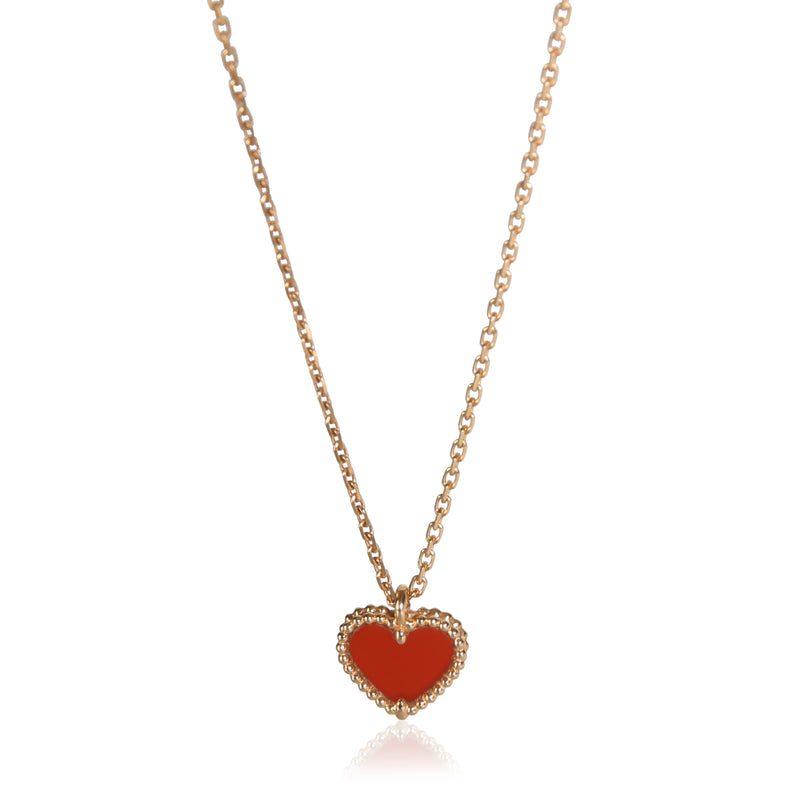 Van Cleef & Arpels Rose Gold Carnelian Sweet Hearts Pendant fv