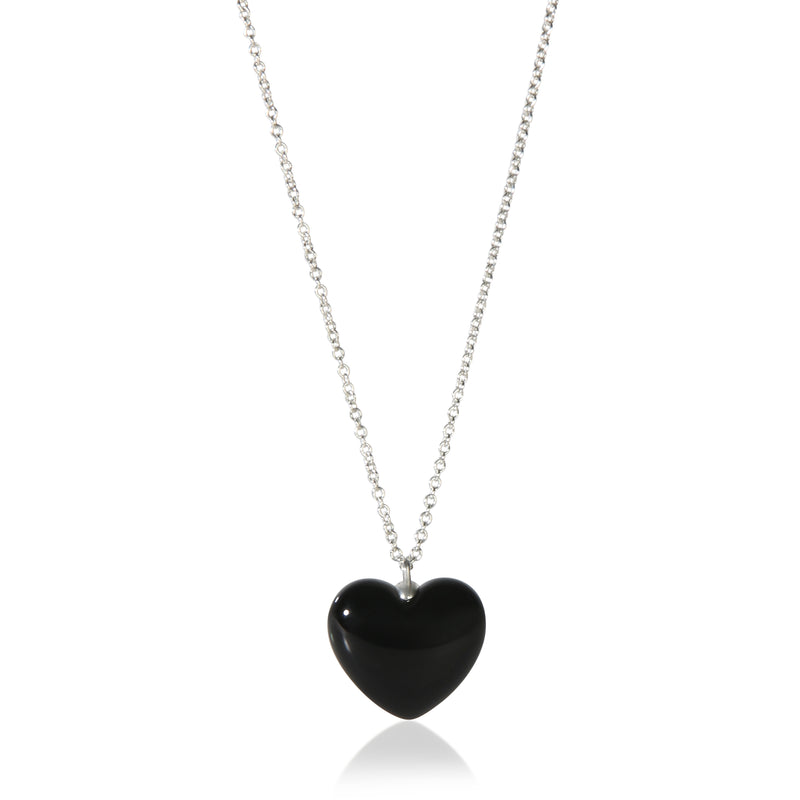 Tiffany & Co. Sterling Silver Onyx Heart Pendant fv