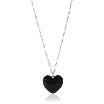 Tiffany & Co. Sterling Silver Onyx Heart Pendant fv