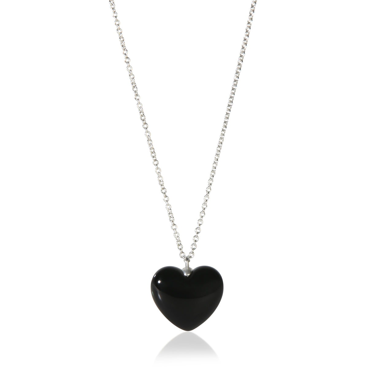 Tiffany & Co. Sterling Silver Onyx Heart Pendant fv