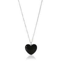 Tiffany & Co. Sterling Silver Onyx Heart Pendant fv