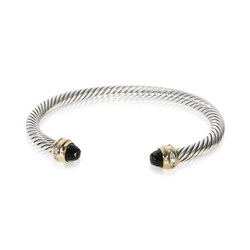 David Yurman Yellow Gold & Sterling Silver Smokey Quartz and Diamond Cable Class fv