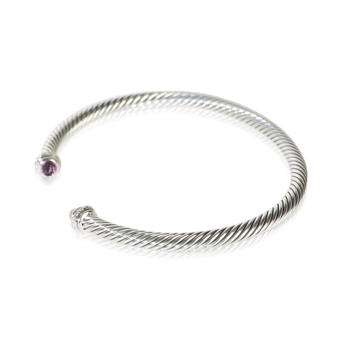 David Yurman Sterling Silver Amethyst and Diamond Cable Classic Bracelet 2