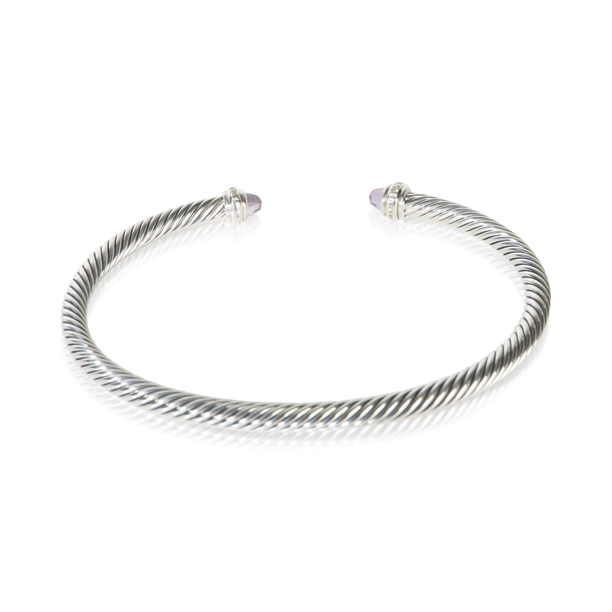 David Yurman Sterling Silver Amethyst and Diamond Cable Classic Bracelet 3
