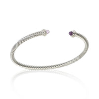 David Yurman Sterling Silver Amethyst and Diamond Cable Classic Bracelet 4