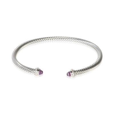 David Yurman Sterling Silver Amethyst and Diamond Cable Classic Bracelet fv