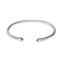 David Yurman Sterling Silver Amethyst and Diamond Cable Classic Bracelet fv