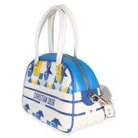 Christian Dior Blue Multicolor Calfskin Star Medium Dior Vibe Bowling Bag Handbag 2