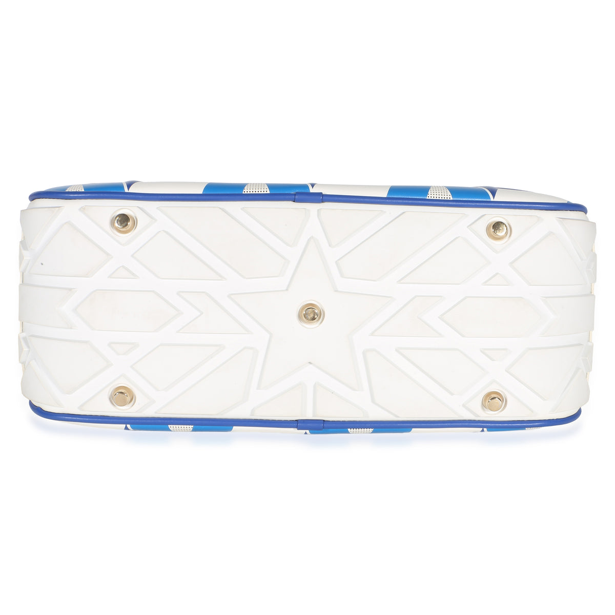 Christian Dior Blue Multicolor Calfskin Star Medium Dior Vibe Bowling Bag Handbag 5