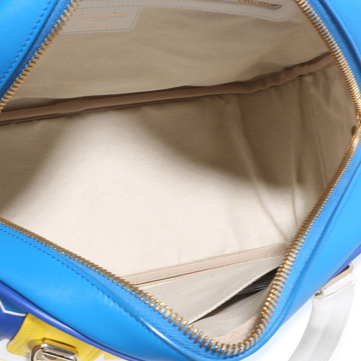 Christian Dior Blue Multicolor Calfskin Star Medium Dior Vibe Bowling Bag Handbag 9